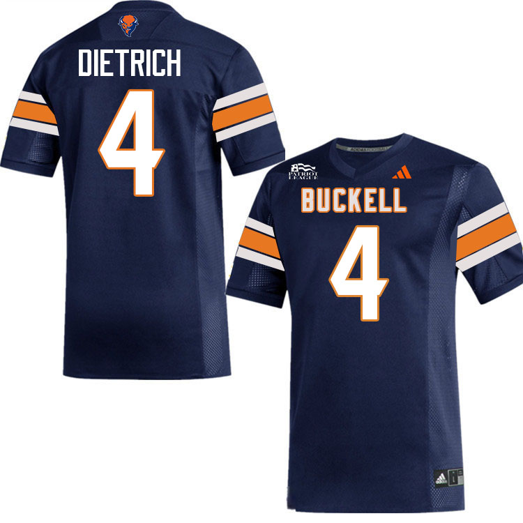 Bucknell Bison #4 Christopher Dietrich College Football Jerseys,Uniforms-Navy